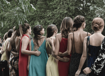 Girls Posing Outside Before Homecoming