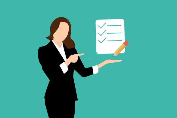 Graphic of a Woman Accountant with a Checklist