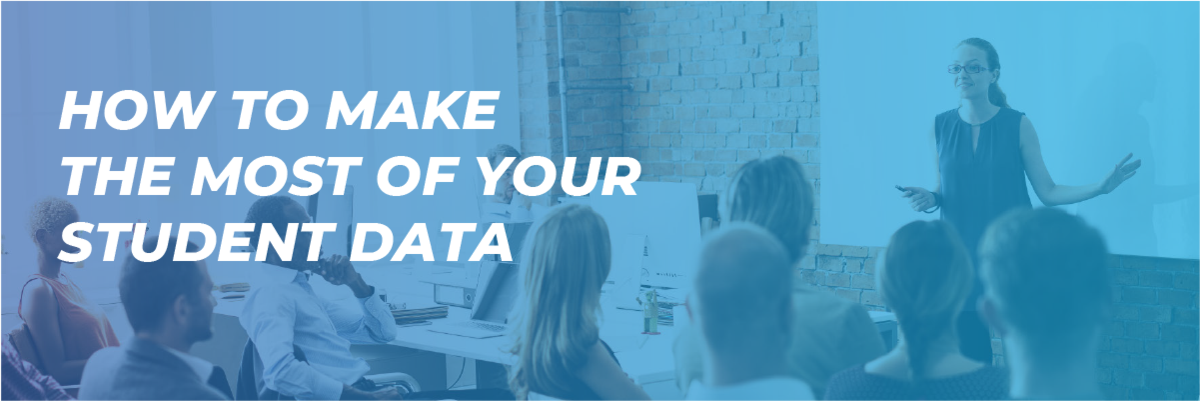 Workshop leader discussing student data with an audience, emphasizing data utilization for educational institutions.