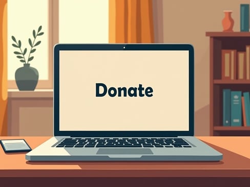 Illustration of a fundraiser online giving service, with the word Donate