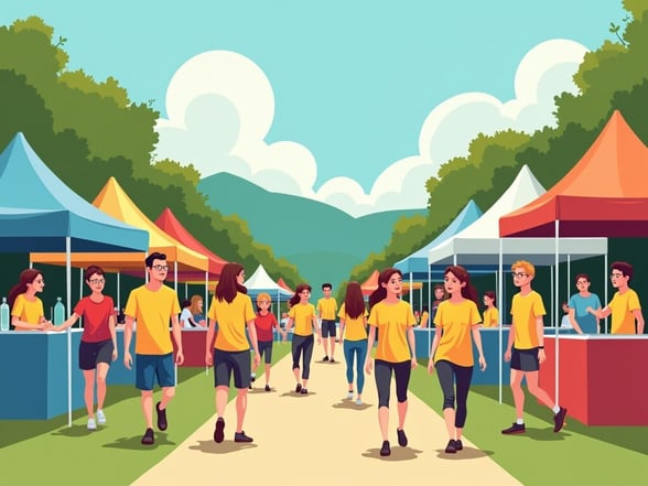 Illustration of volunteers setting up for a non-profit event