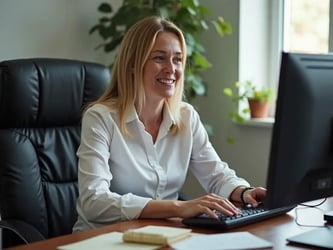 Image of a school admin setting up online payments for her Catholic school