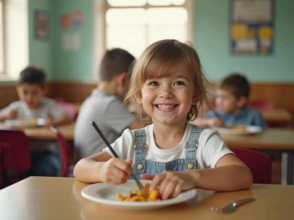 Image of a student eating their school lunch