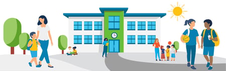 a school with students