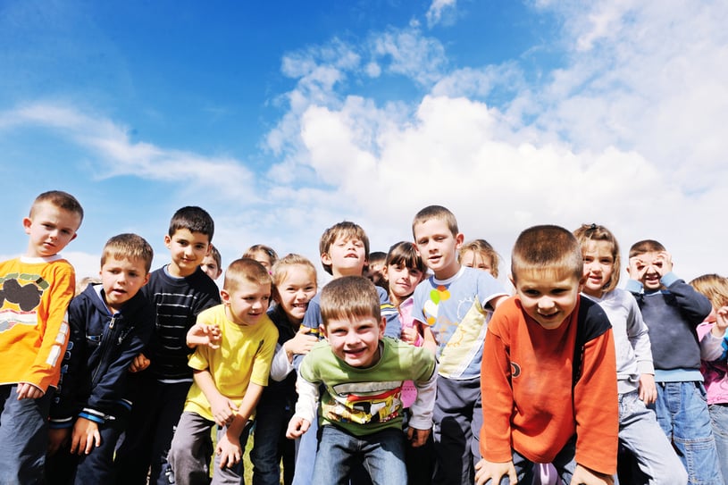 Preschoolers during large group outdoor activity