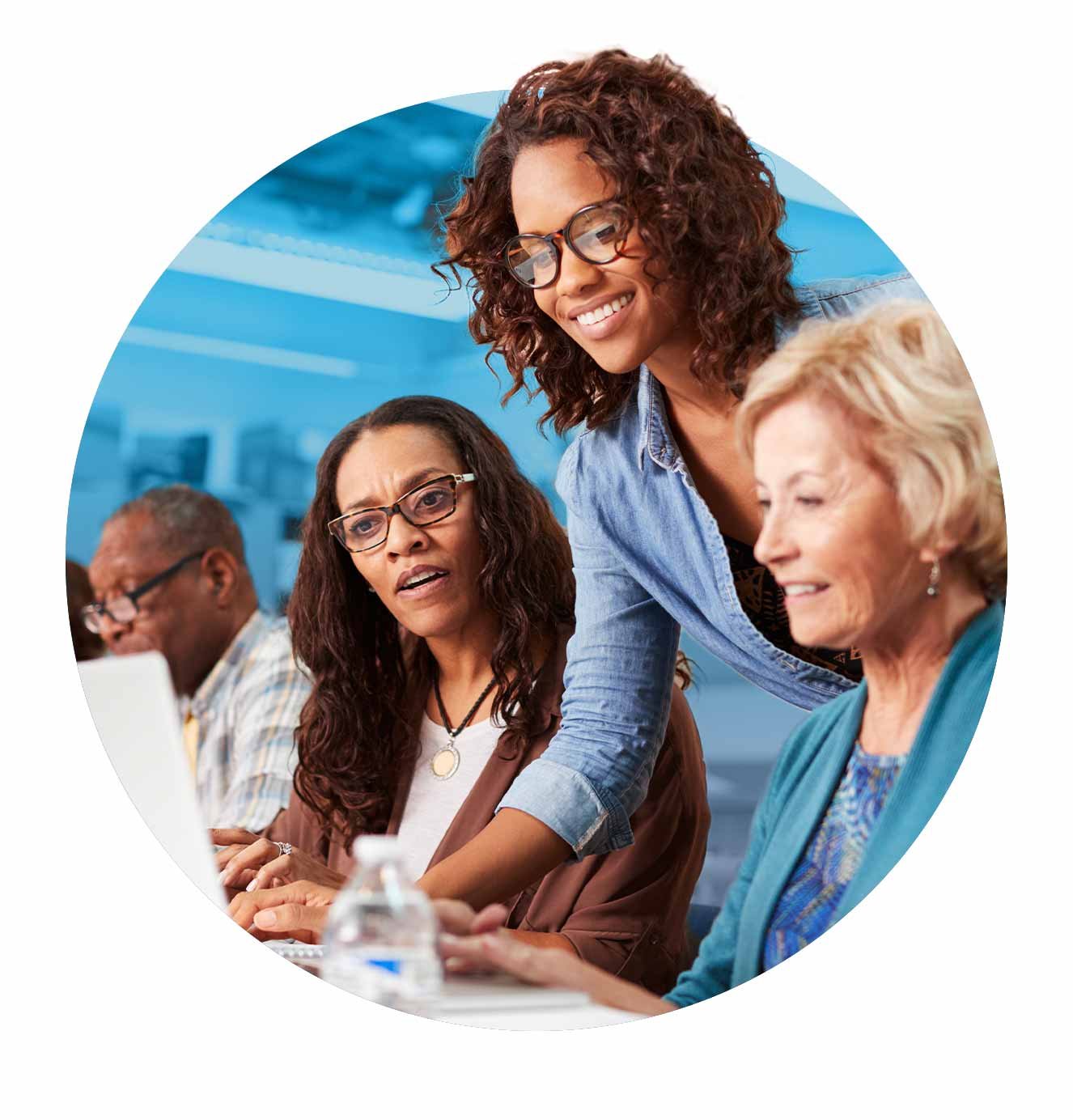 teacher and adult students