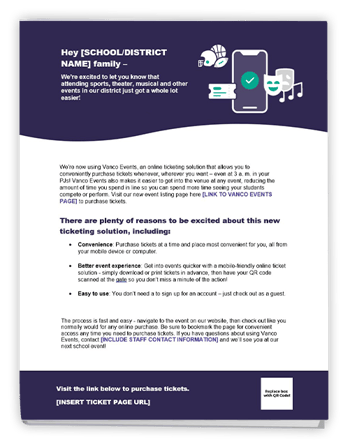 Vanco Events Parent Communication Brochure