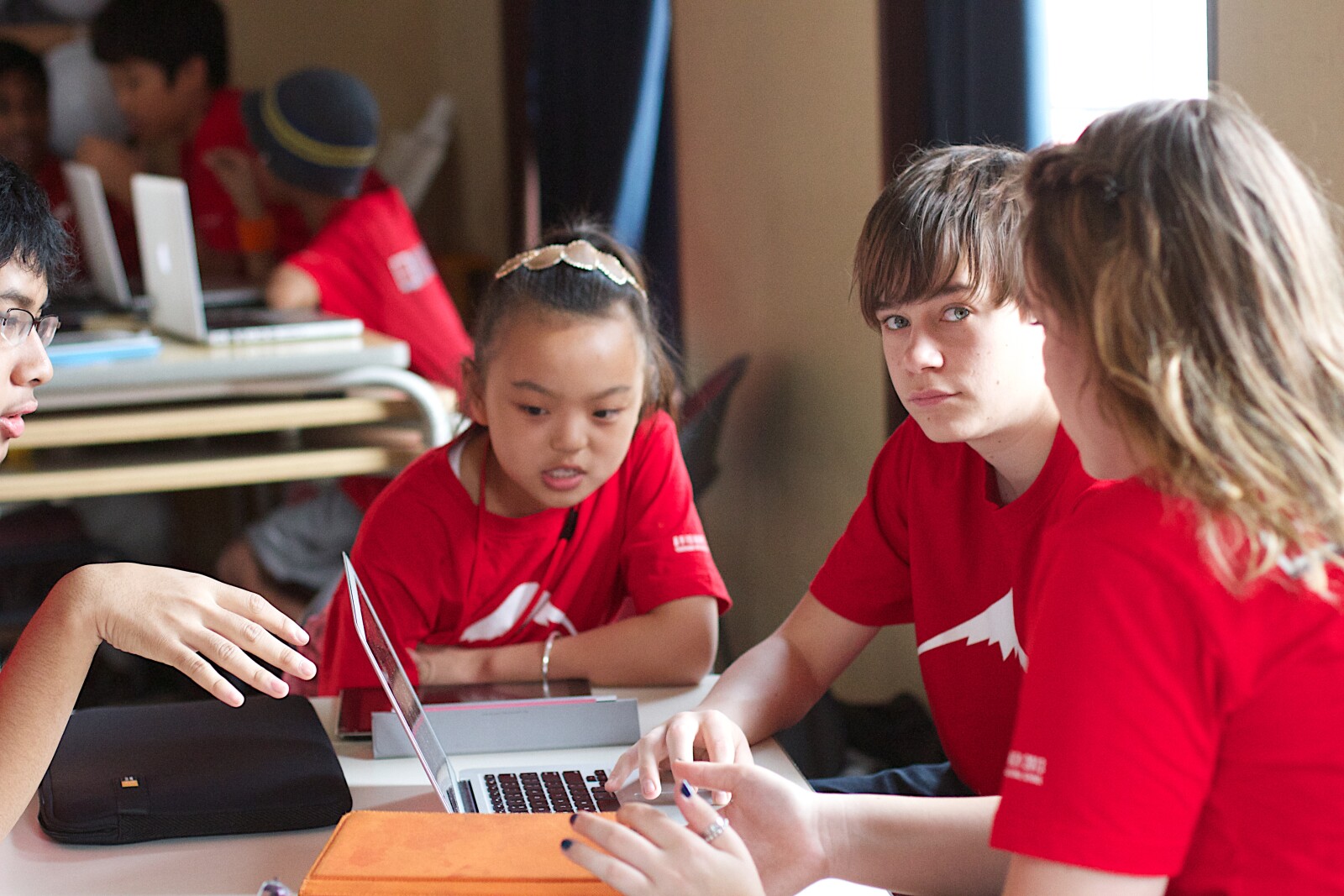 Group of students participating in fundraiser event at school