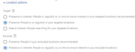Daycare Advertising Blog Screenshot- Location Preference Google Ads