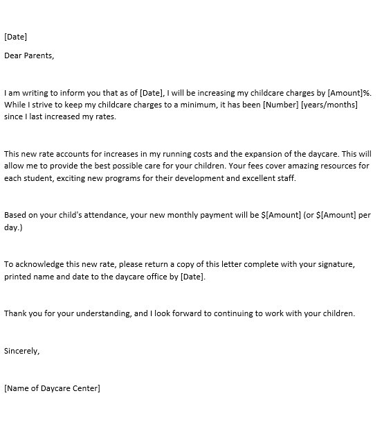 Informative Increase Letter