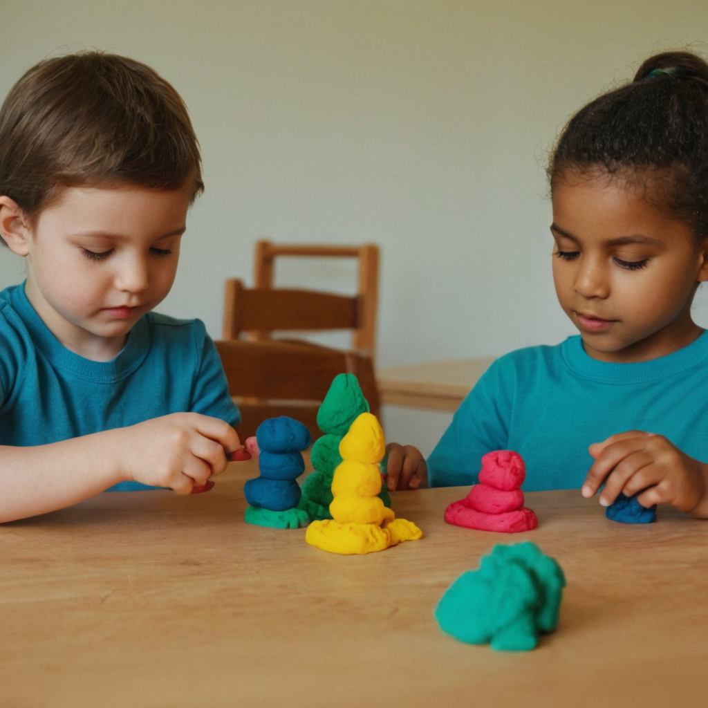 Playdough sculpture garden group activity for preschoolers