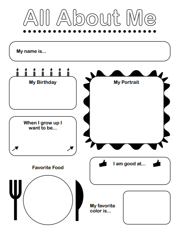 Preschool All About Me Worksheet