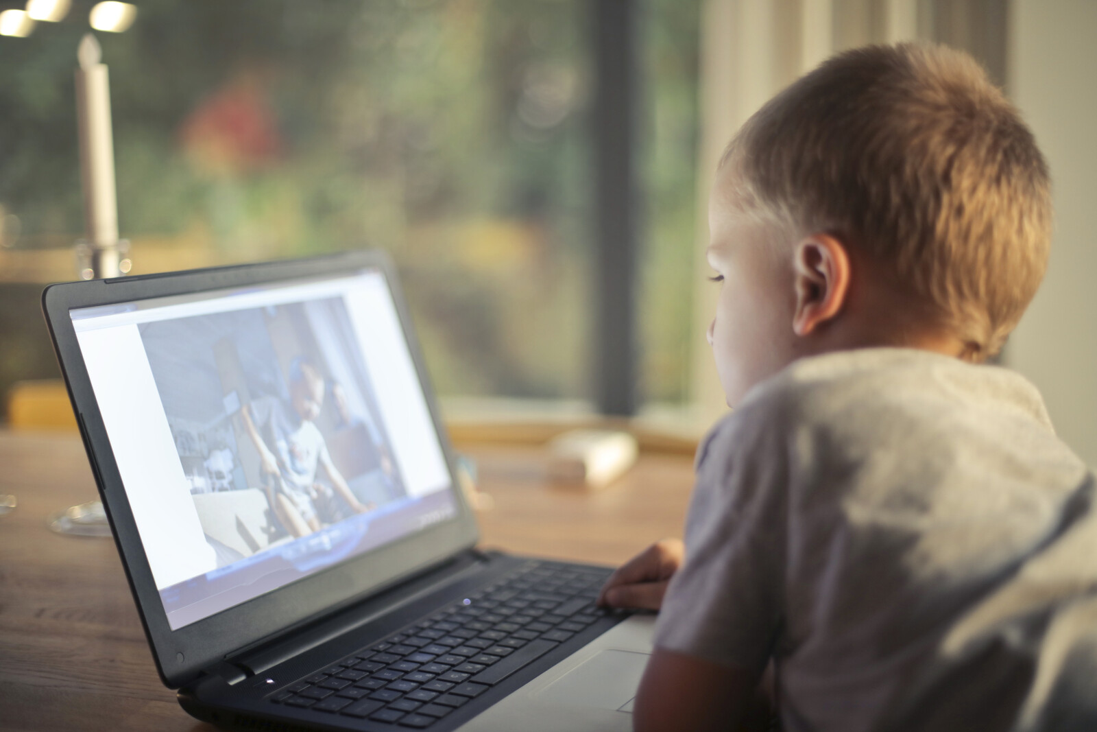 Preschooler watching virtual fundraiser event