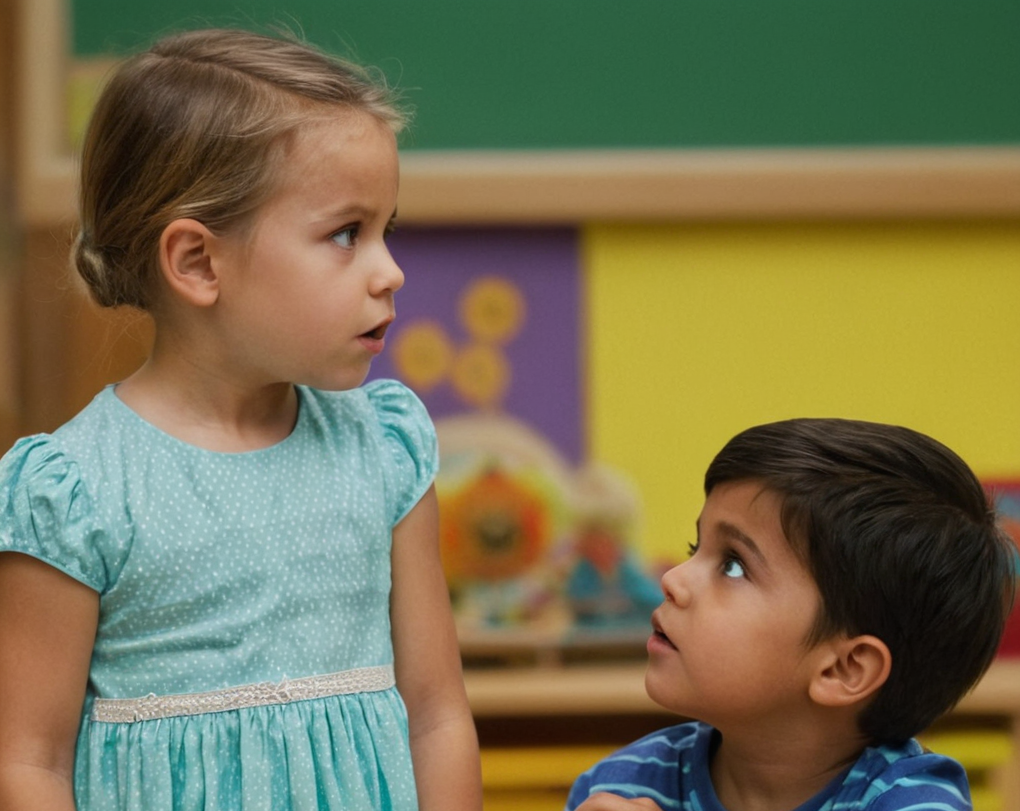 Preschoolers telling each other a story