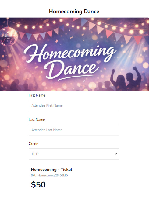 Homecoming registration form
