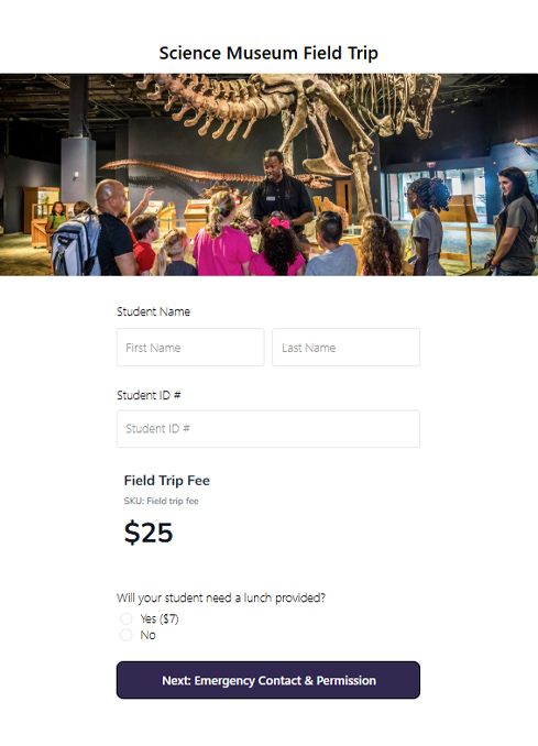 Science museum field trip form